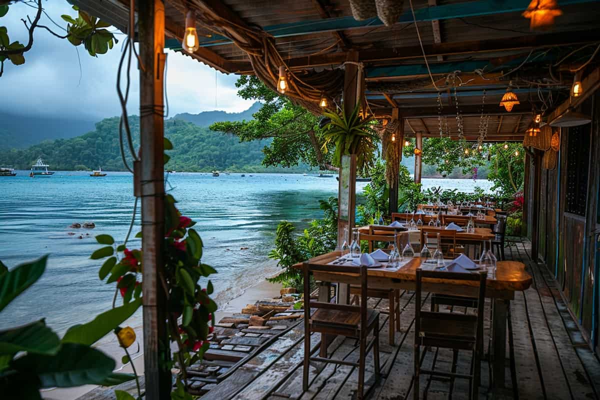 restaurant en bord de mer Marie Galante